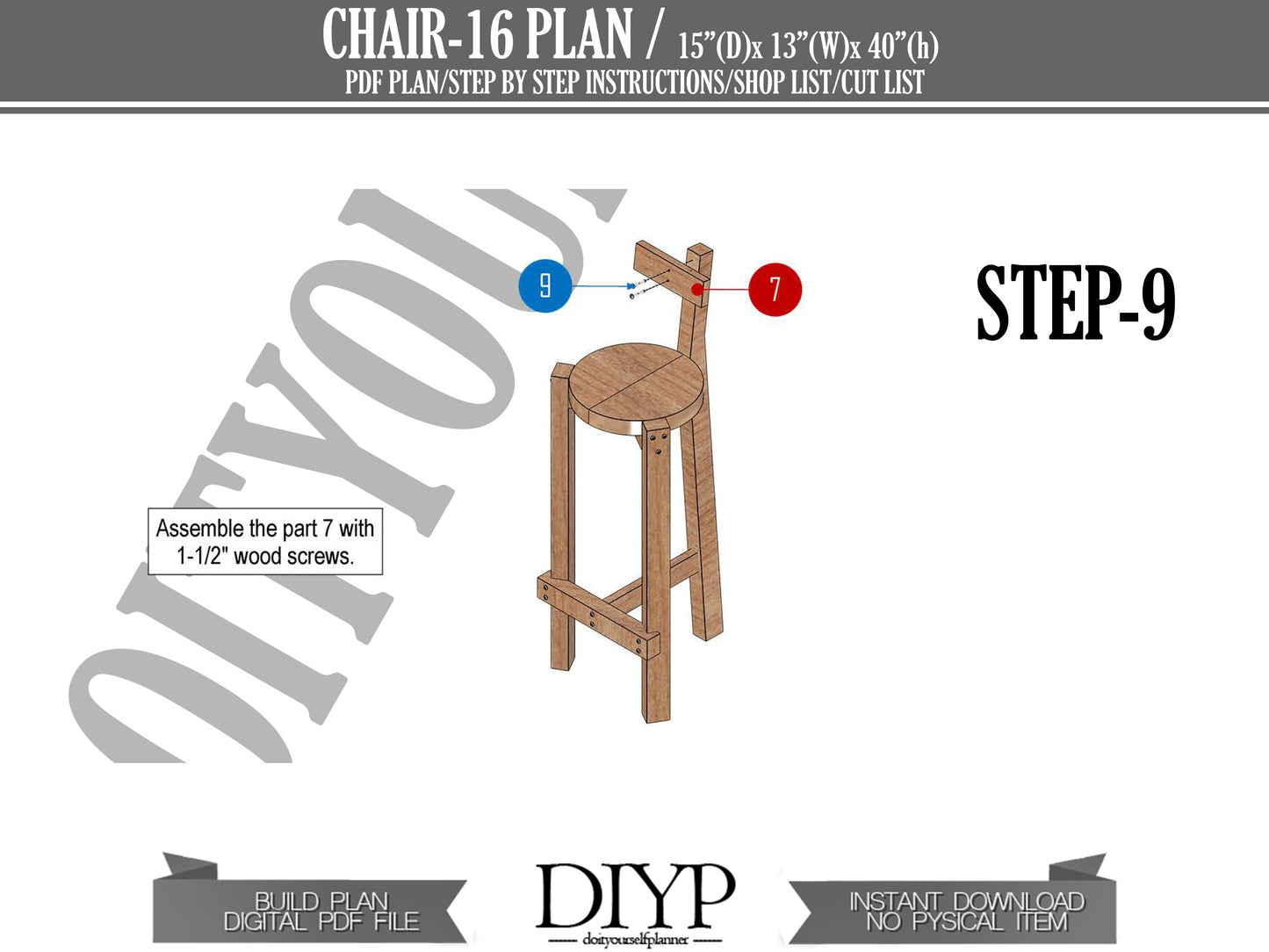 Rustic bar stool pdf plan , Rustic Reclaimed wooden chair diy plans