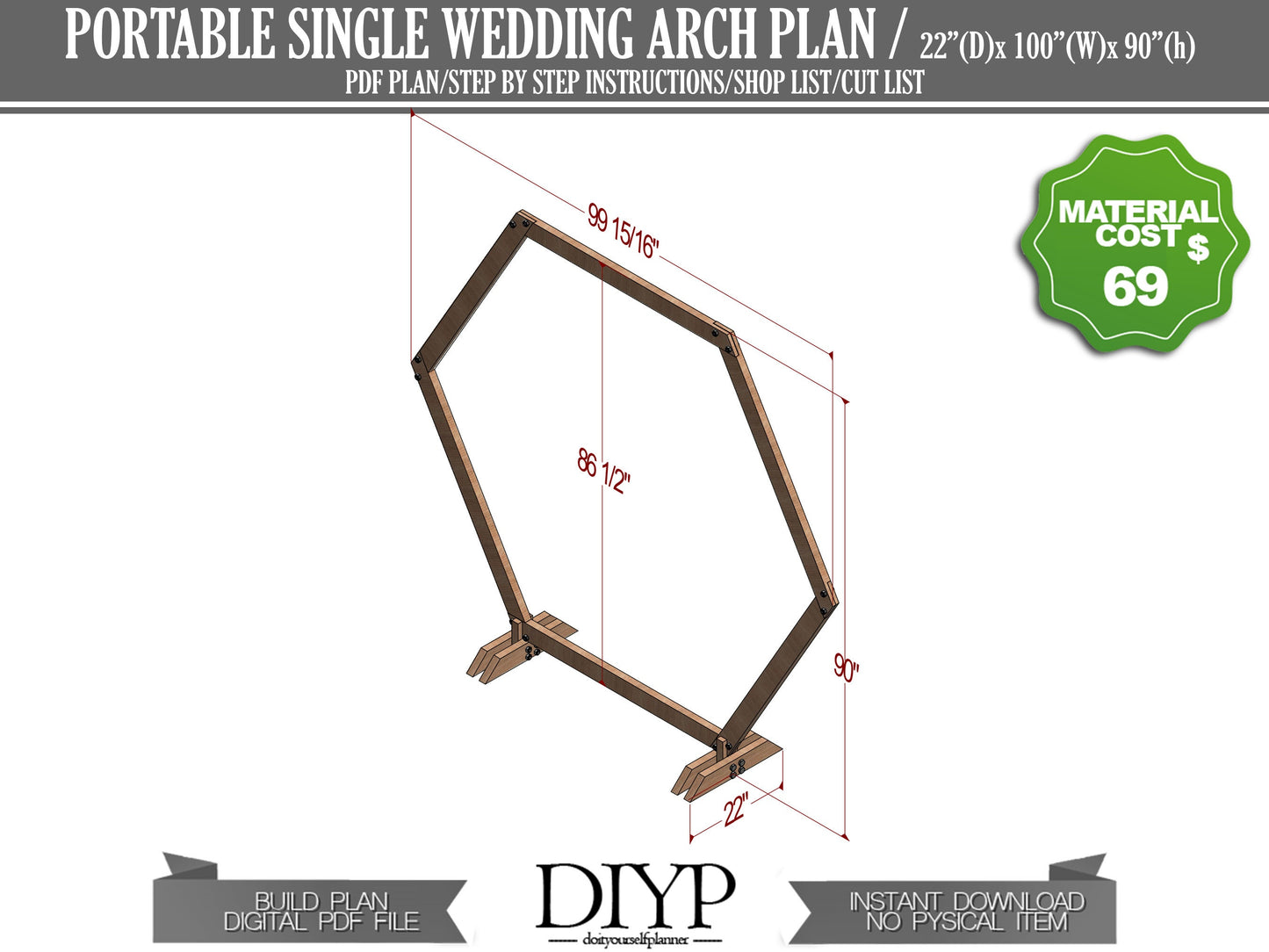 Portable Single Hexagon Wedding Arbor DIY Plans - Wedding Arch Decor