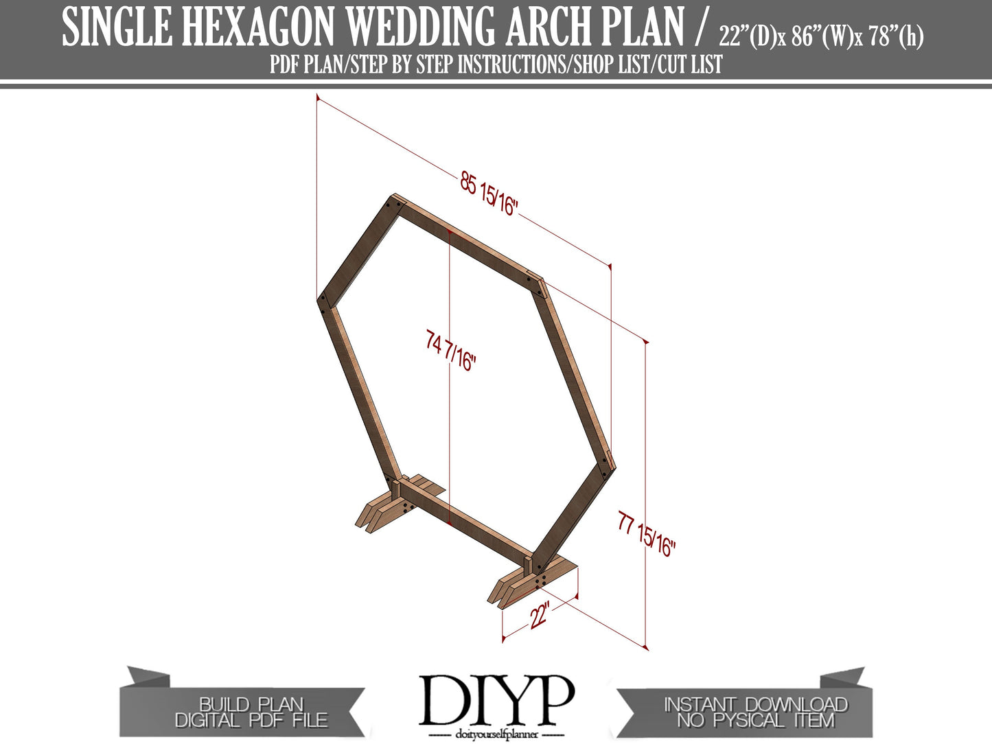 Portable hexagon wedding arbor plan - wedding arch ideas