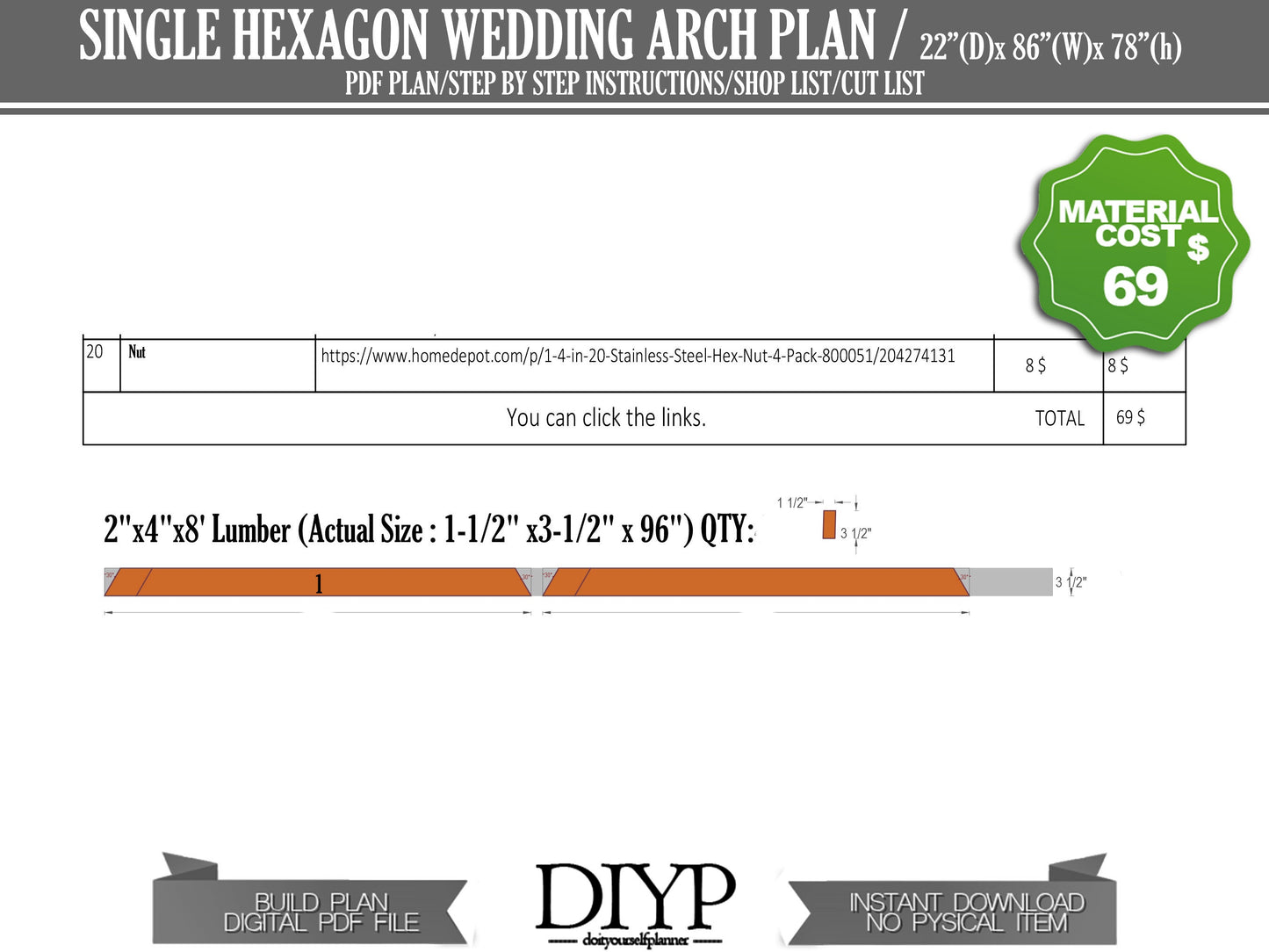 Portable hexagon wedding arbor plan - wedding arch ideas