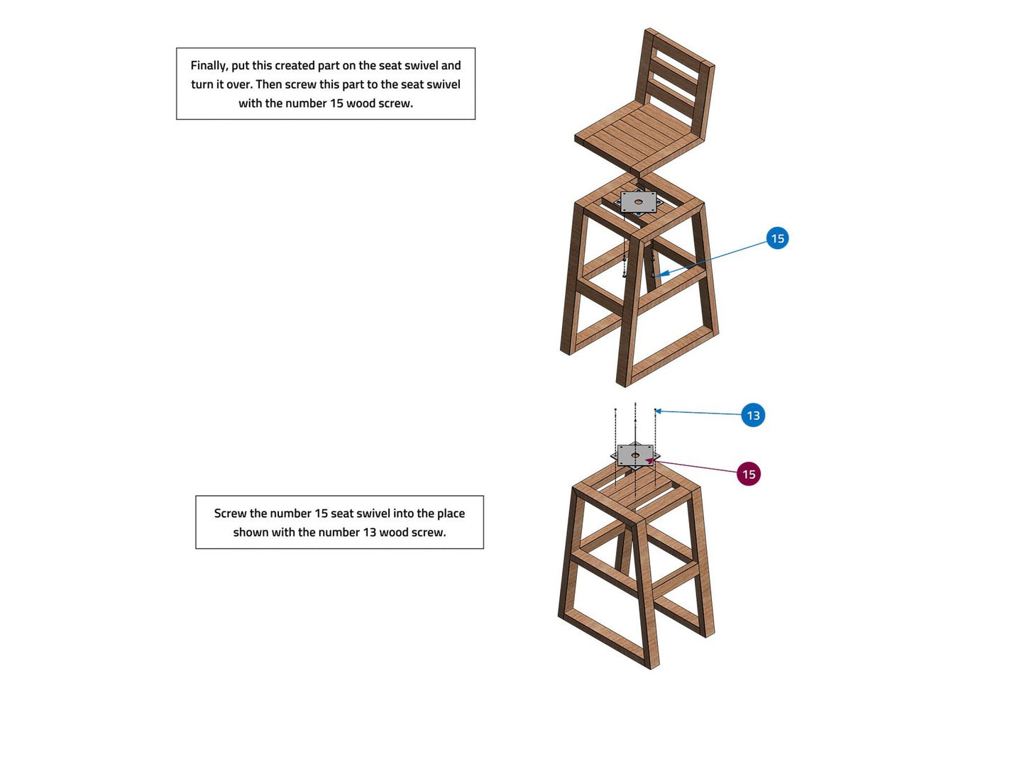 360 degree swivel chair plans, chair with stool plan, bar stool plans